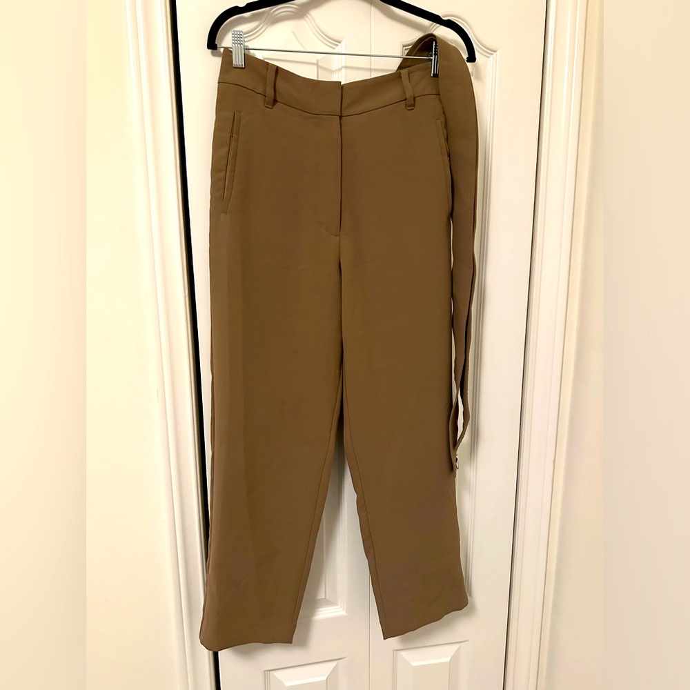 Wilfred - Taupe high waisted ankle pant with fabric belt - size 8